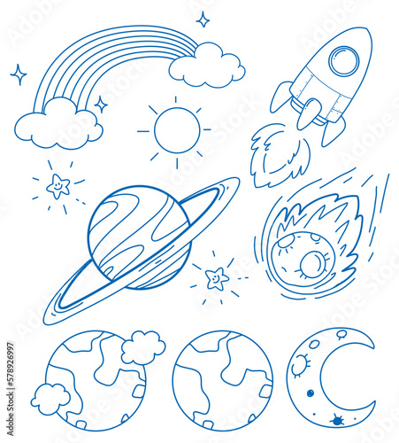 Valokuva Simple doodle children drawing space