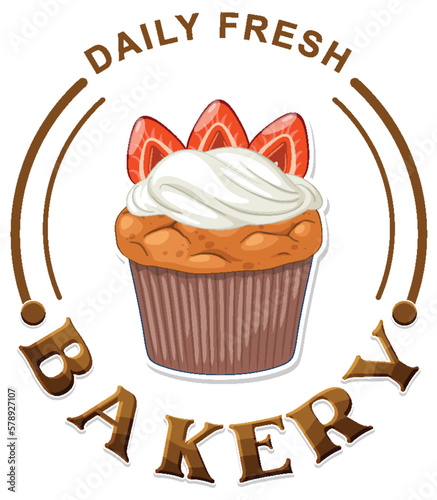 Bakery banner with cupcake