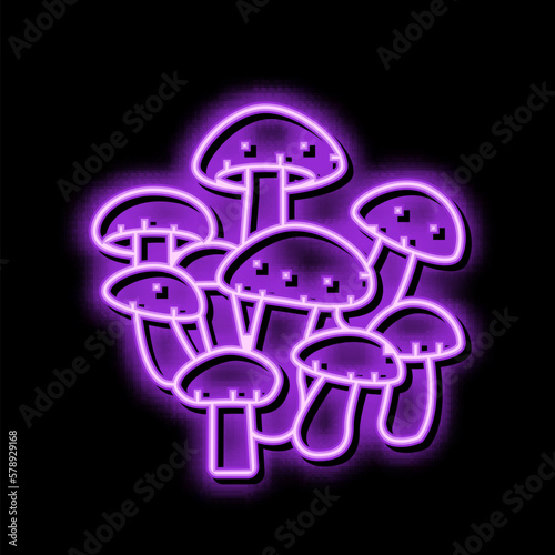 shiitake mushroom neon glow icon illustration