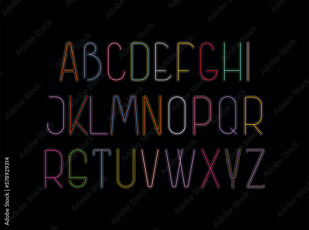 Neon Line Art Font Design