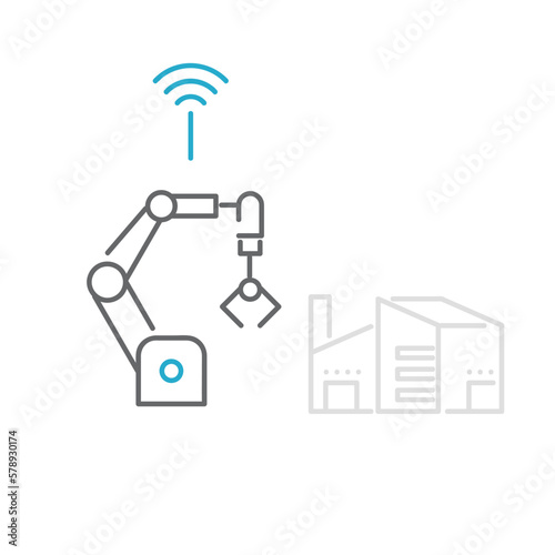 ロボットアームによるオートメーション化の工場のイメージアイコン
