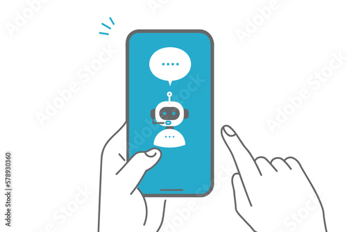 スマホでAIチャットボットサービスを利用するイメージイラスト
