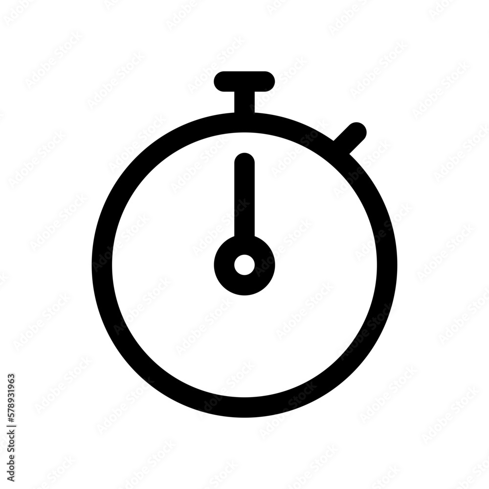 Editable vector stopwatch timer icon. Black, line style, transparent white background. Part of a big icon set family. Perfect for web and app interfaces, presentations, infographics, etc Editable vector stopwatch timer icon. Black, line style, transparent white background. Part of a big icon set family. Perfect for web and app interfaces, presentations, infographics, etc