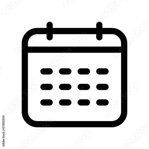 Editable vector calendar, date icon. Black, line style, transparent white background. Part of a big icon set family. Perfect for web and app interfaces, presentations, infographics, etc