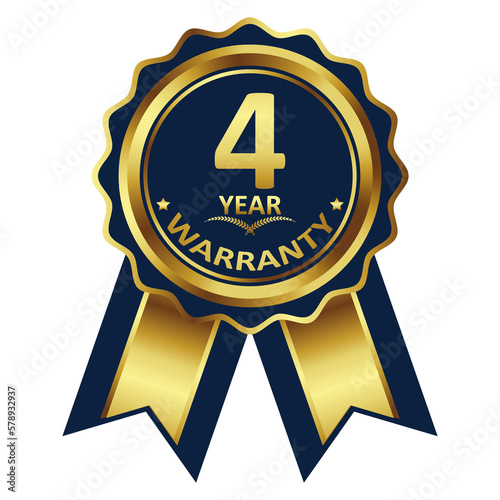 warranty badge elements gold color, with premium colors, seals, medals, shields, badges, scrolls, and ornaments