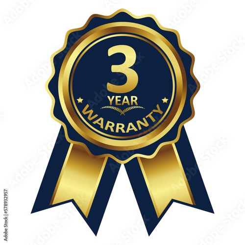 warranty badge elements gold color, with premium colors, seals, medals, shields, badges, scrolls, and ornaments