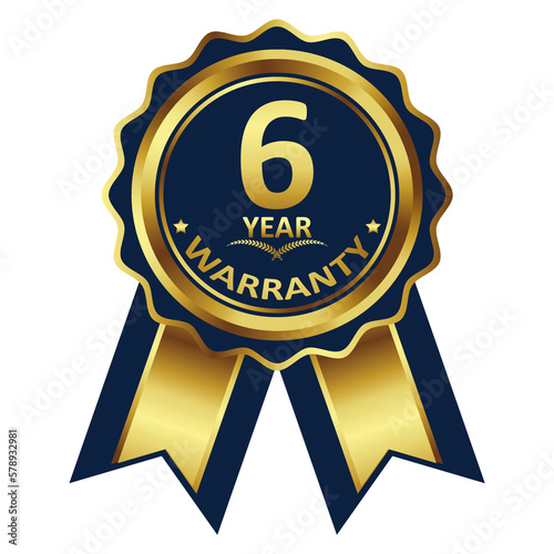 warranty badge elements gold color, with premium colors, seals, medals, shields, badges, scrolls, and ornaments