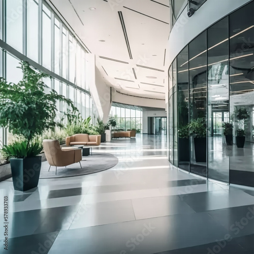 a beautiful office building lobby with sleek modern design and large windows --v 4 -  a beautiful office building lobby with sleek modern design and large windows shallow depth of field to emphasize t