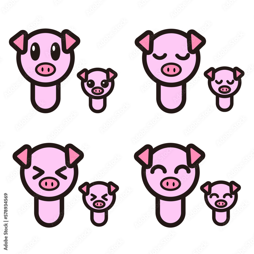 豚の親子_表情差分