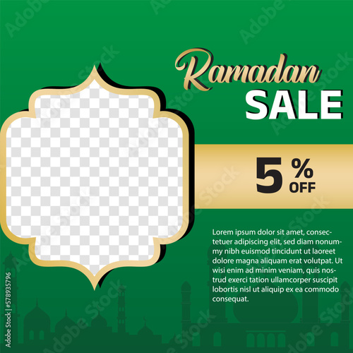 Ramadan sale label badge banner design background 5% off