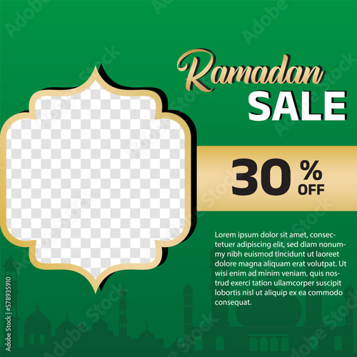 Ramadan sale label badge banner design background 30% off