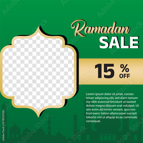 Ramadan sale label badge banner design background 15% off