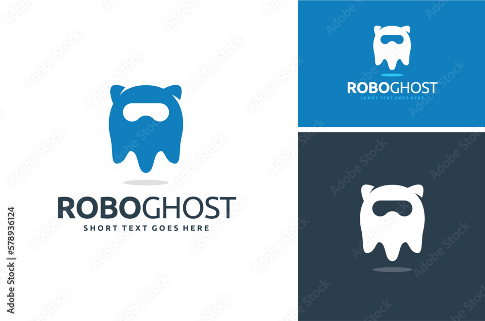 Futuristic Android Robot Ghost Modern AI Tech Robotic Artificial Intelligence logo design