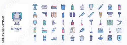 Bathroom and toilet accessories icon set