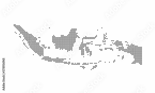 Indonesia dotted map with grunge texture in dot style. Abstract vector illustration of a country map with halftone effect for infographic. 