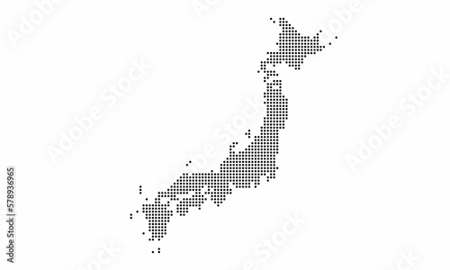 Japan dotted map with grunge texture in dot style. Abstract vector illustration of a country map with halftone effect for infographic. 