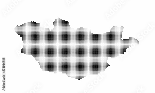 Mongolia dotted map with grunge texture in dot style. Abstract vector illustration of a country map with halftone effect for infographic. 