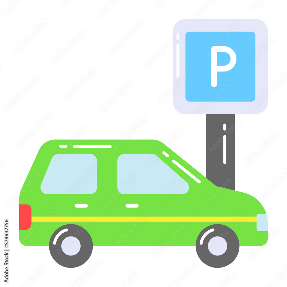 Parking board with car, vector design of car parking in editable style Parking board with car, vector design of car parking in editable style