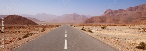 Road trip in Morocco- road in desertic landscape