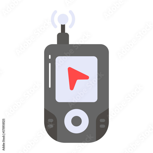 Location finding device vector, modern icon of geocaching