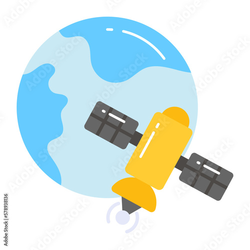 World globe with satellite, denoting concept vector of earth satellite