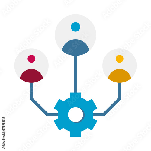 Business icon with stakeholder icon. Stakeholders are parties who have an interest in the company and can influence or be affected by the business, such as investors, employees, customers and supplier