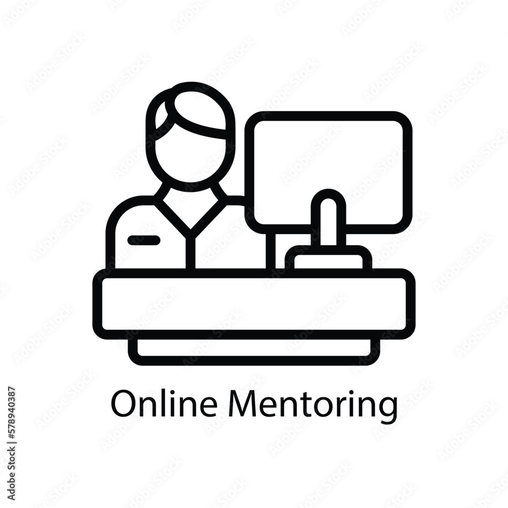 Online Mentoring Vector Outline Icons. Simple stock illustration stock Online Mentoring Vector Outline Icons. Simple stock illustration stock