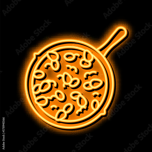 chili con carne neon glow icon illustration