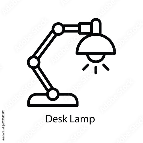Desk Lamp Vector Outline Icons. Simple stock illustration stock