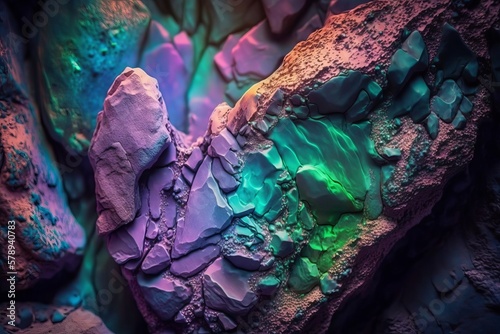 Fotografia ?A vivid rock texture appears set against a bright background AI generation
