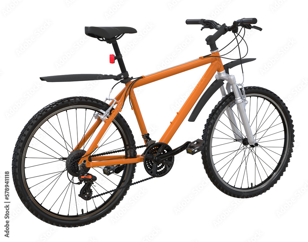Orange 29er mountain bike isolated. PNG transparency