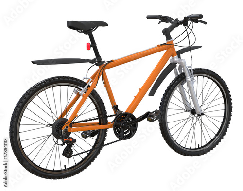 Orange 29er mountain bike isolated. PNG transparency