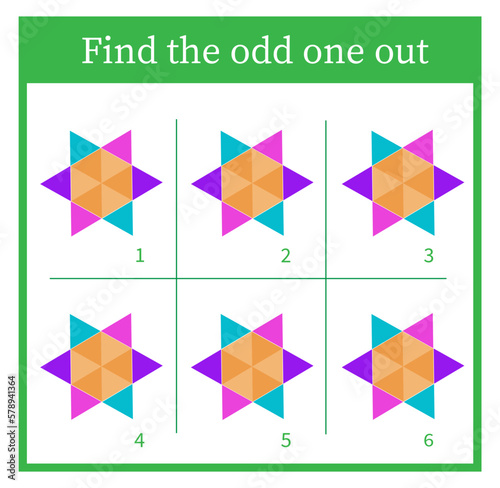 Find the odd one out. Logic puzzle for children. Kids activity sheet. Vector illustration