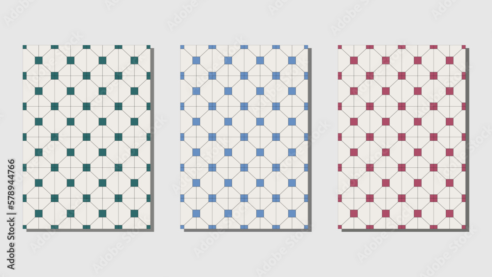 Set of seamless Hong Kong traditional vintage pattern style floor textured background.