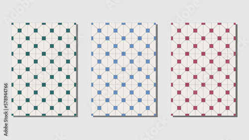 Set of seamless Hong Kong traditional vintage pattern style floor textured background.