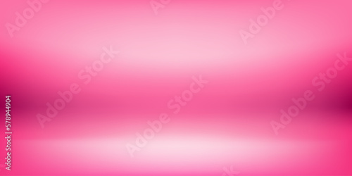 Pink background. Empty studio room for product display. Floor, table and wall space. Color gradient backdrop. Perspective platform for presentation. Vector
