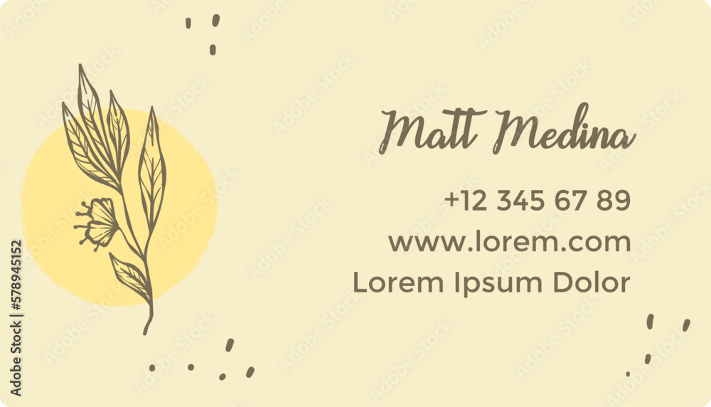 Business card with personal information and site Business card with personal information and site