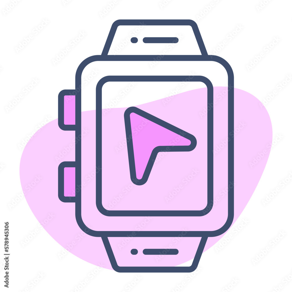 Navigation pin inside watch showing vector of smartwatch Navigation pin inside watch showing vector of smartwatch