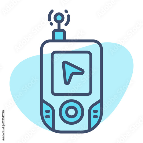 Location finding device vector, modern icon of geocaching
