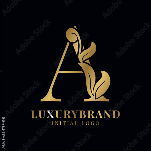 elegant letter A floral initial vector logo design element