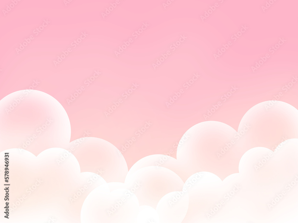 白い雲とピンクのグラデーション背景