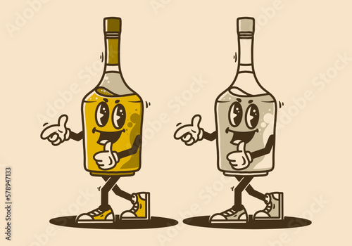 Mascot character design of an alcohol bottle