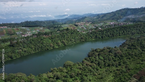 The mystical and magical beauty of the Ranjeng lake which can hypnotize every visitor and the footage is taken using a drone which is located in a hidden village above the clouds in Indonesia