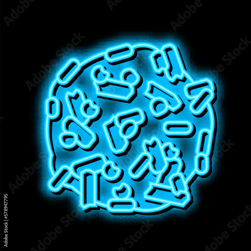 wood pellets neon glow icon illustration