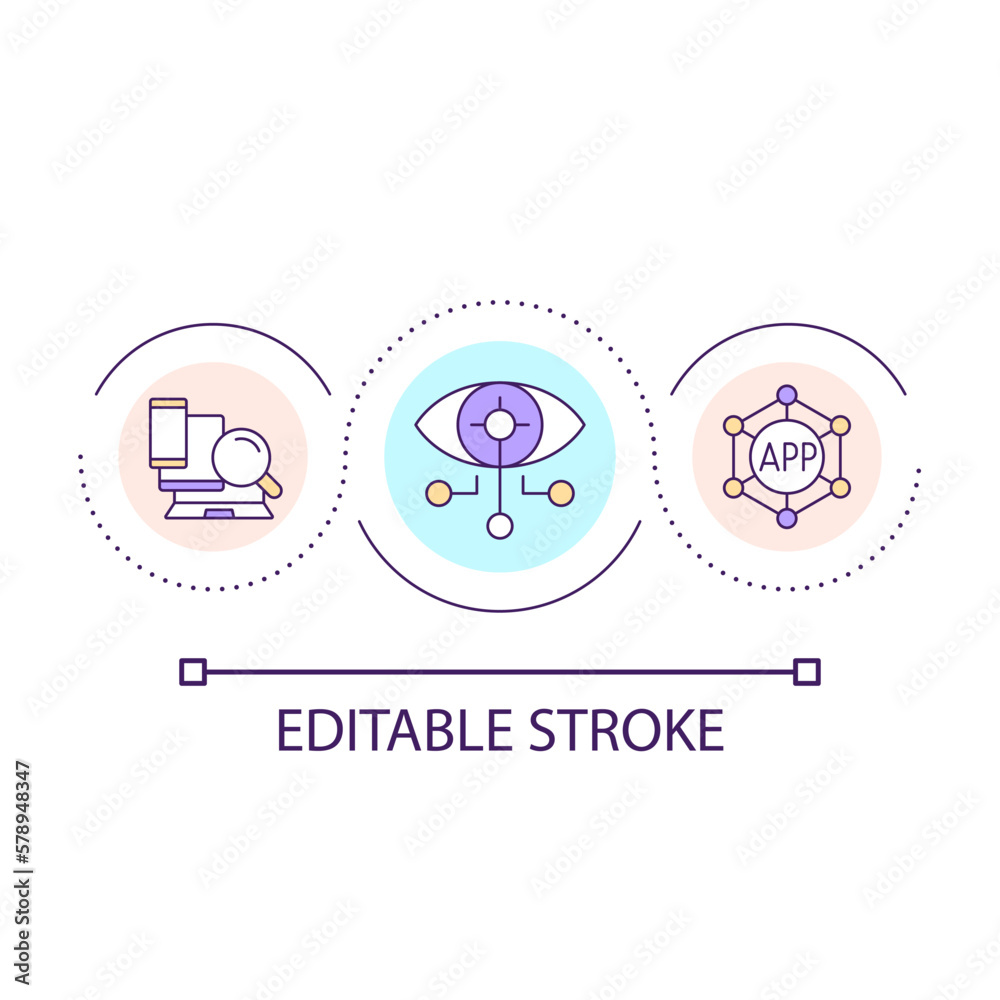 Control of devices connected to network loop concept icon. Security on ...