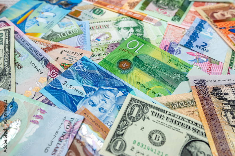 Fototapeta premium money exchange business different american bills
