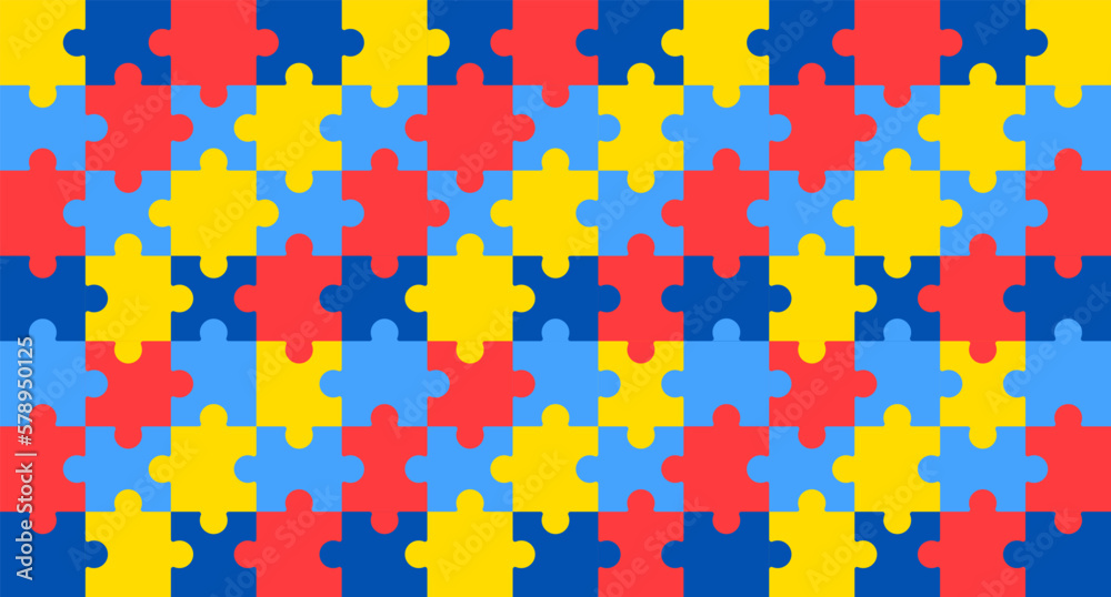 World autism awareness day puzzle pattern background template. World autism day colorful puzzle vector banner. Symbol of autism. autism Health care Medical flat background of April 02 celebration. 