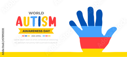 World autism awareness day background design template. World autism day colorful puzzle vector banner. Symbol of autism. autism Health care Medical flat background of April 02 celebration. 