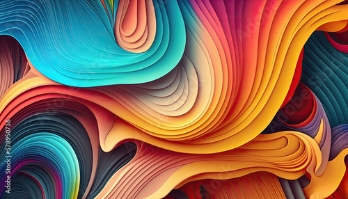 Hypnotic Twisted Lines. A Psychedelic and Colorful Abstract Background. Generative AI