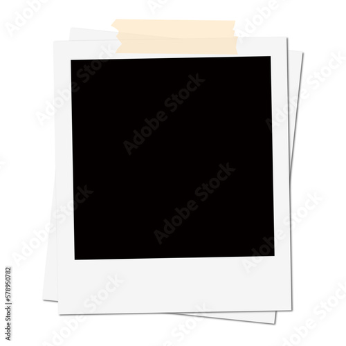 Isolated Polaroid Frame Stack with Tape